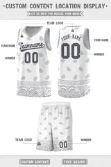 White Gray Cashew Pattern Sports Uniform Basketball Jersey 26