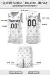White Gray Cashew Pattern Sports Uniform Basketball Jersey 33