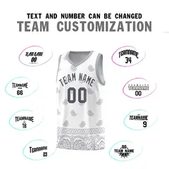 White Gray Cashew Pattern Sports Uniform Basketball Jersey 39
