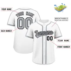 White Gray Classic Authentic Baseball Jersey 2
