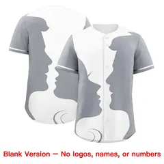 White Gray Couple Silhouettes Valentine's Day Baseball Jersey 2