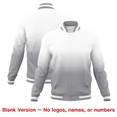 White Gray Gradient Full-Snap Varsity Letterman Jacket 7