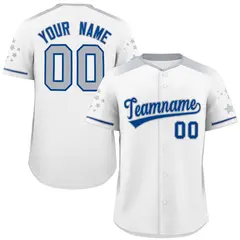 White Gray Gradient Side Star Pattern Baseball Jersey