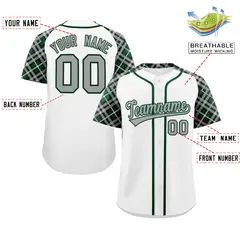 White Gray-Green Raglan Sleeves Authentic Baseball Jersey 2