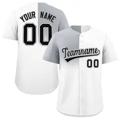 White Gray Half Gradient Authentic Baseball Jersey