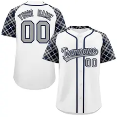 White Gray-Navy Raglan Sleeves Authentic Baseball Jersey