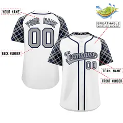 White Gray-Navy Raglan Sleeves Authentic Baseball Jersey 2