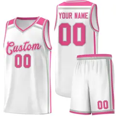 White Gray Pink Color Charge Series Team Basketball Jersey 1