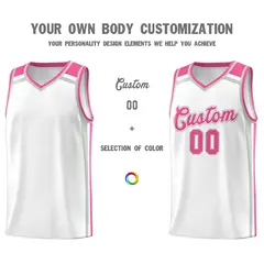 White Gray Pink Color Charge Series Team Basketball Jersey 3