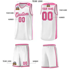 White Gray Pink Color Charge Series Team Basketball Jersey 5