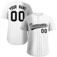 White Gray Pinstripe Gradient Baseball Jersey