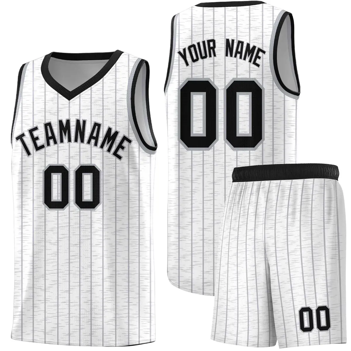 White Gray Pinstripe Retro Sets Uniform Basketball Jersey