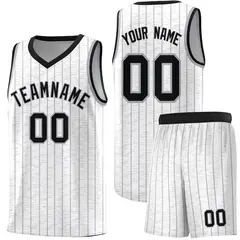 White Gray Pinstripe Retro Sets Uniform Basketball Jersey