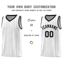 White Gray Pinstripe Retro Sets Uniform Basketball Jersey 3