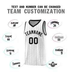 White Gray Pinstripe Retro Sets Uniform Basketball Jersey 4