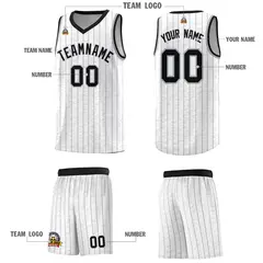 White Gray Pinstripe Retro Sets Uniform Basketball Jersey 5