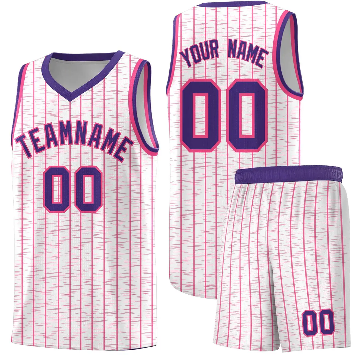 White Gray Pinstripe Retro Sets Uniform Basketball Jersey
