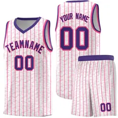 White Gray Pinstripe Retro Sets Uniform Basketball Jersey