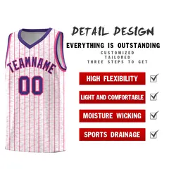 White Gray Pinstripe Retro Sets Uniform Basketball Jersey 2