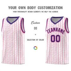 White Gray Pinstripe Retro Sets Uniform Basketball Jersey 3