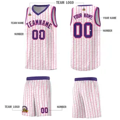 White Gray Pinstripe Retro Sets Uniform Basketball Jersey 5