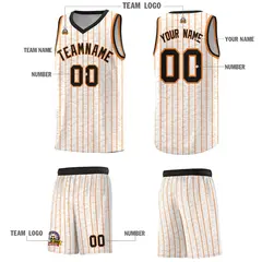 White Gray Pinstripe Retro Sets Uniform Basketball Jersey 5