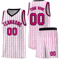 White Gray Pinstripe Retro Sets Uniform Basketball Jersey