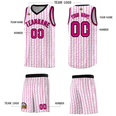 White Gray Pinstripe Retro Sets Uniform Basketball Jersey 5