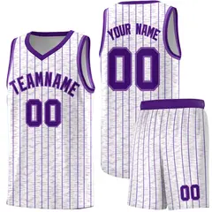 White Gray Pinstripe Retro Sets Uniform Basketball Jersey