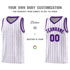 White Gray Pinstripe Retro Sets Uniform Basketball Jersey 3