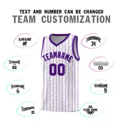 White Gray Pinstripe Retro Sets Uniform Basketball Jersey 4