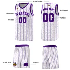 White Gray Pinstripe Retro Sets Uniform Basketball Jersey 5
