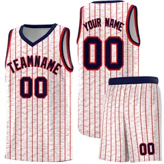 White Gray Pinstripe Retro Sets Uniform Basketball Jersey