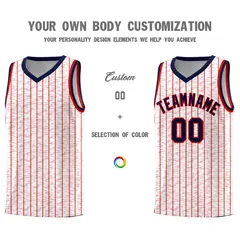 White Gray Pinstripe Retro Sets Uniform Basketball Jersey 3