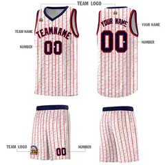 White Gray Pinstripe Retro Sets Uniform Basketball Jersey 5