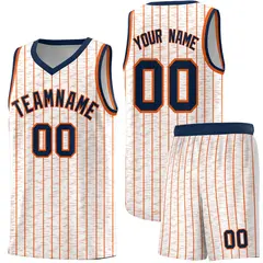 White Gray Pinstripe Retro Sets Uniform Basketball Jersey