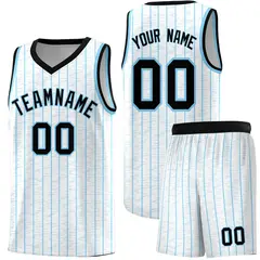 White Gray Pinstripe Retro Sets Uniform Basketball Jersey 1