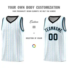 White Gray Pinstripe Retro Sets Uniform Basketball Jersey 3