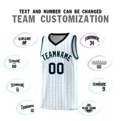 White Gray Pinstripe Retro Sets Uniform Basketball Jersey 4