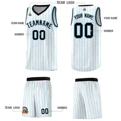 White Gray Pinstripe Retro Sets Uniform Basketball Jersey 5