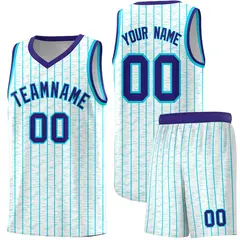 White Gray Pinstripe Retro Sets Uniform Basketball Jersey 1