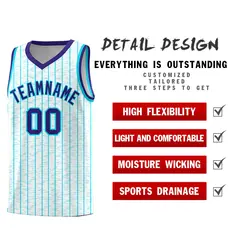 White Gray Pinstripe Retro Sets Uniform Basketball Jersey 2