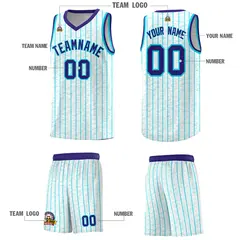 White Gray Pinstripe Retro Sets Uniform Basketball Jersey 5