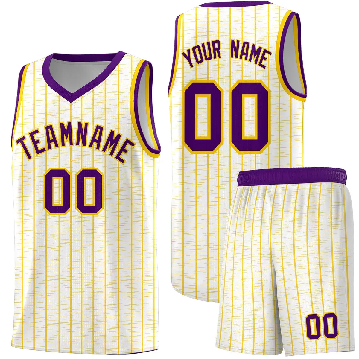 White Gray Pinstripe Retro Sets Uniform Basketball Jersey