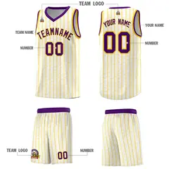 White Gray Pinstripe Retro Sets Uniform Basketball Jersey 5