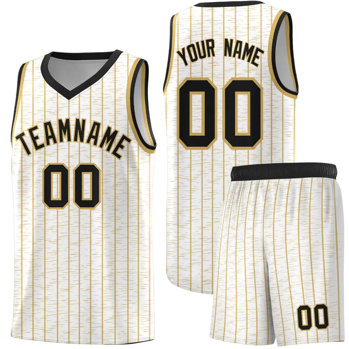 White Gray Pinstripe Retro Sets Uniform Basketball Jersey