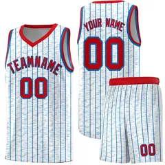 White Gray Pinstripe Retro Sets Uniform Basketball Jersey 1