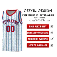 White Gray Pinstripe Retro Sets Uniform Basketball Jersey 2