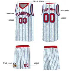 White Gray Pinstripe Retro Sets Uniform Basketball Jersey 5