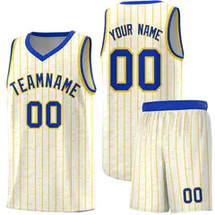 White Gray Pinstripe Retro Sets Uniform Basketball Jersey 1